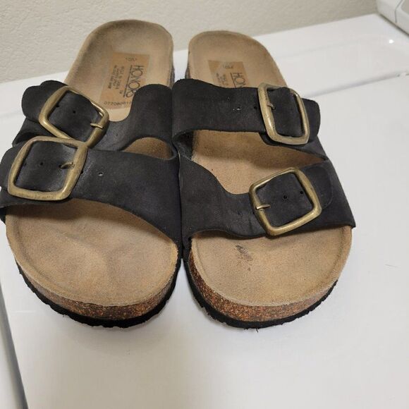 Honors Womens Size 10M  Suede Slides Flat Black. - Picture 1 of 7